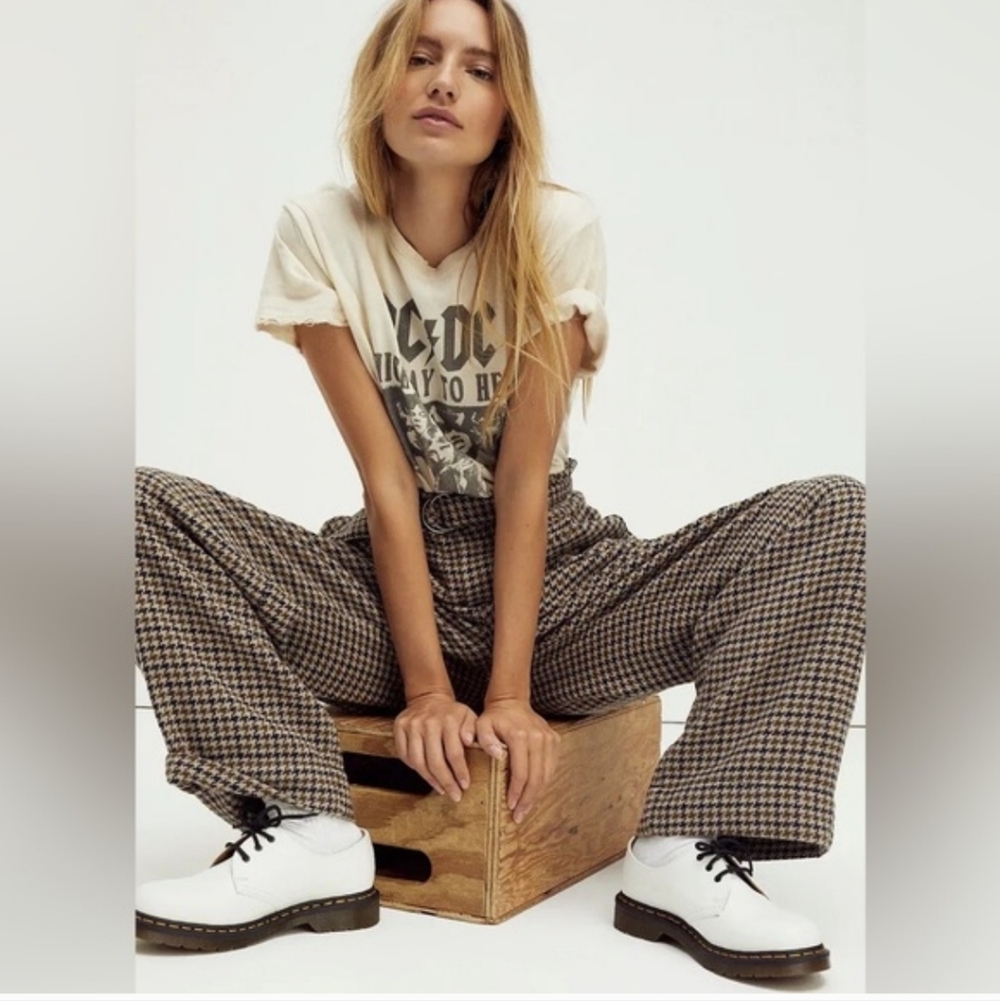 Free People Maryam Plaid Paper Bag Wide Leg Pants